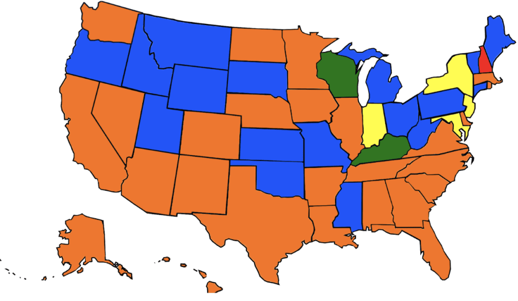 Map by state of US 3-tier pricing model
