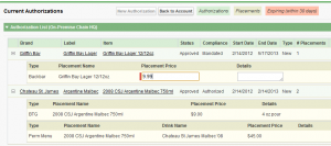 Authorization placement example greatvines software