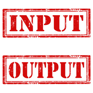 Input and Output in Bright red letters(all caps)